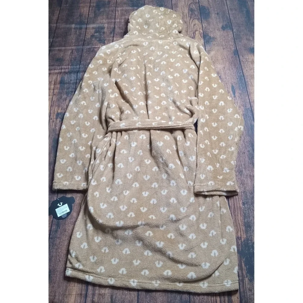 True Religion Men's‎ Sleepwear Robe Pockets Hooded Beige Size Medium New